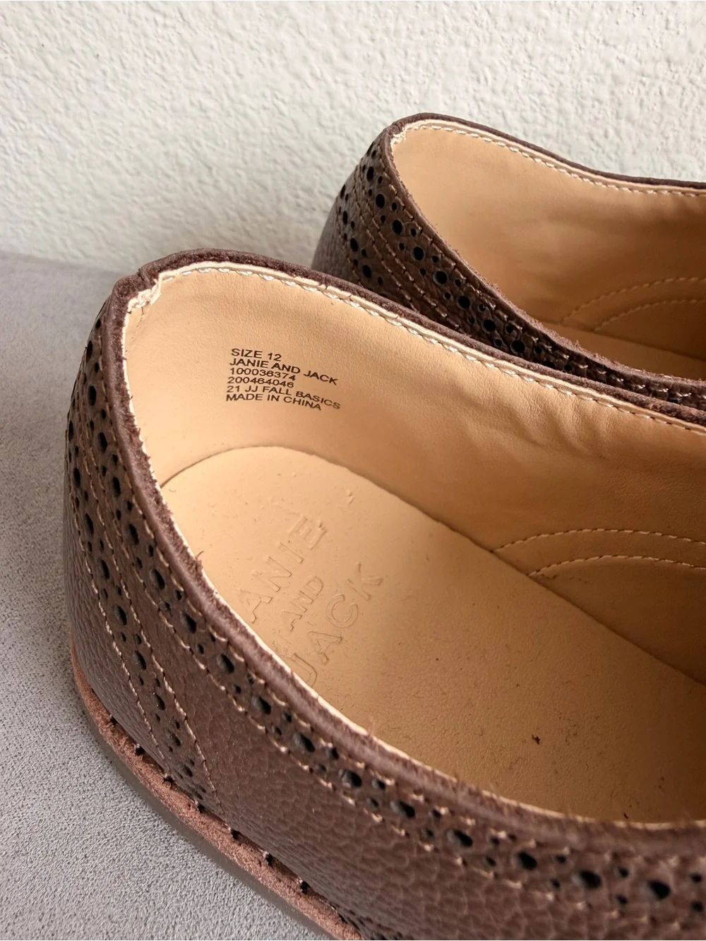 Janie and Jack Brown Wingtip Derby Shoes